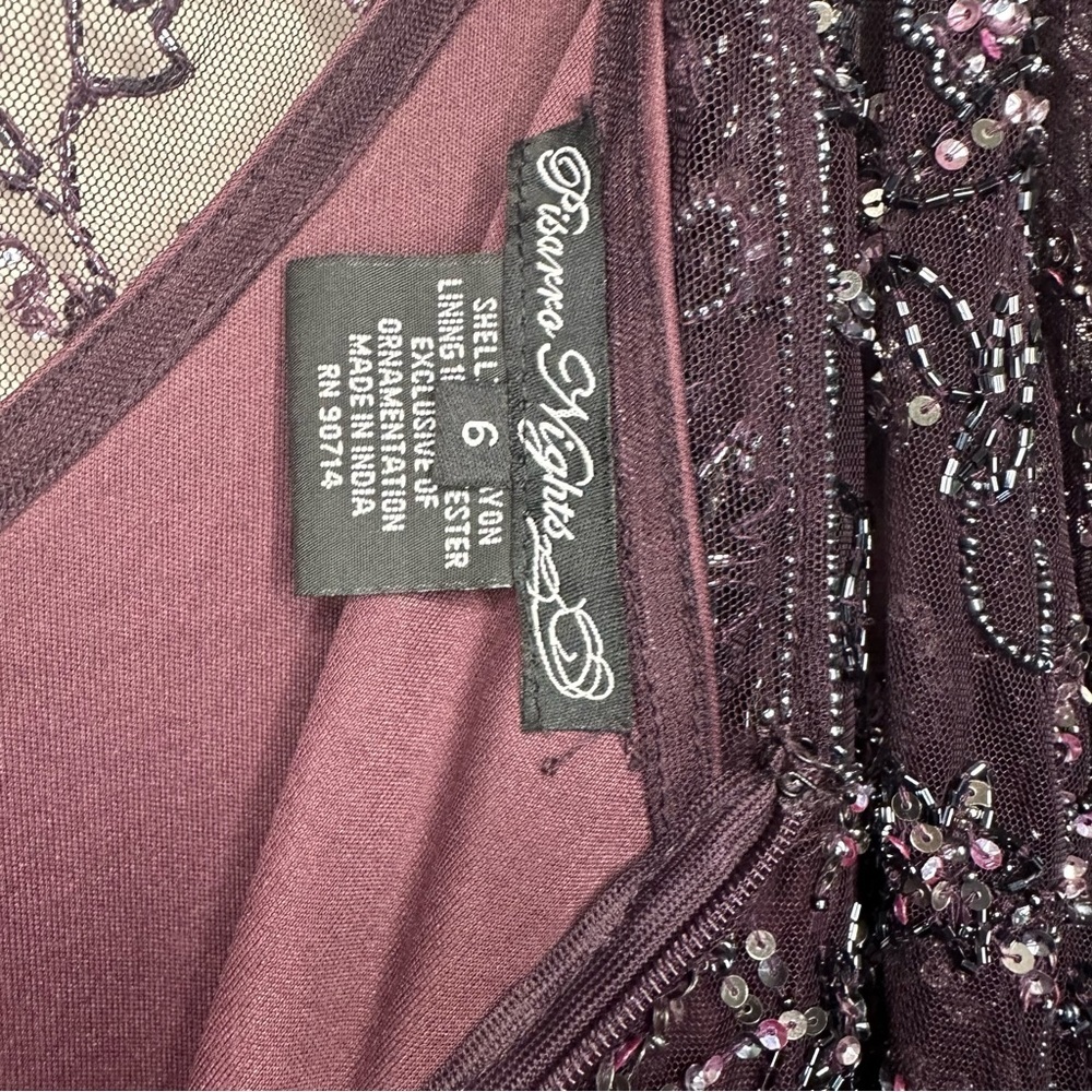 Pisarro Nights Plum full length beaded dress size 6 - Picture 8 of 14